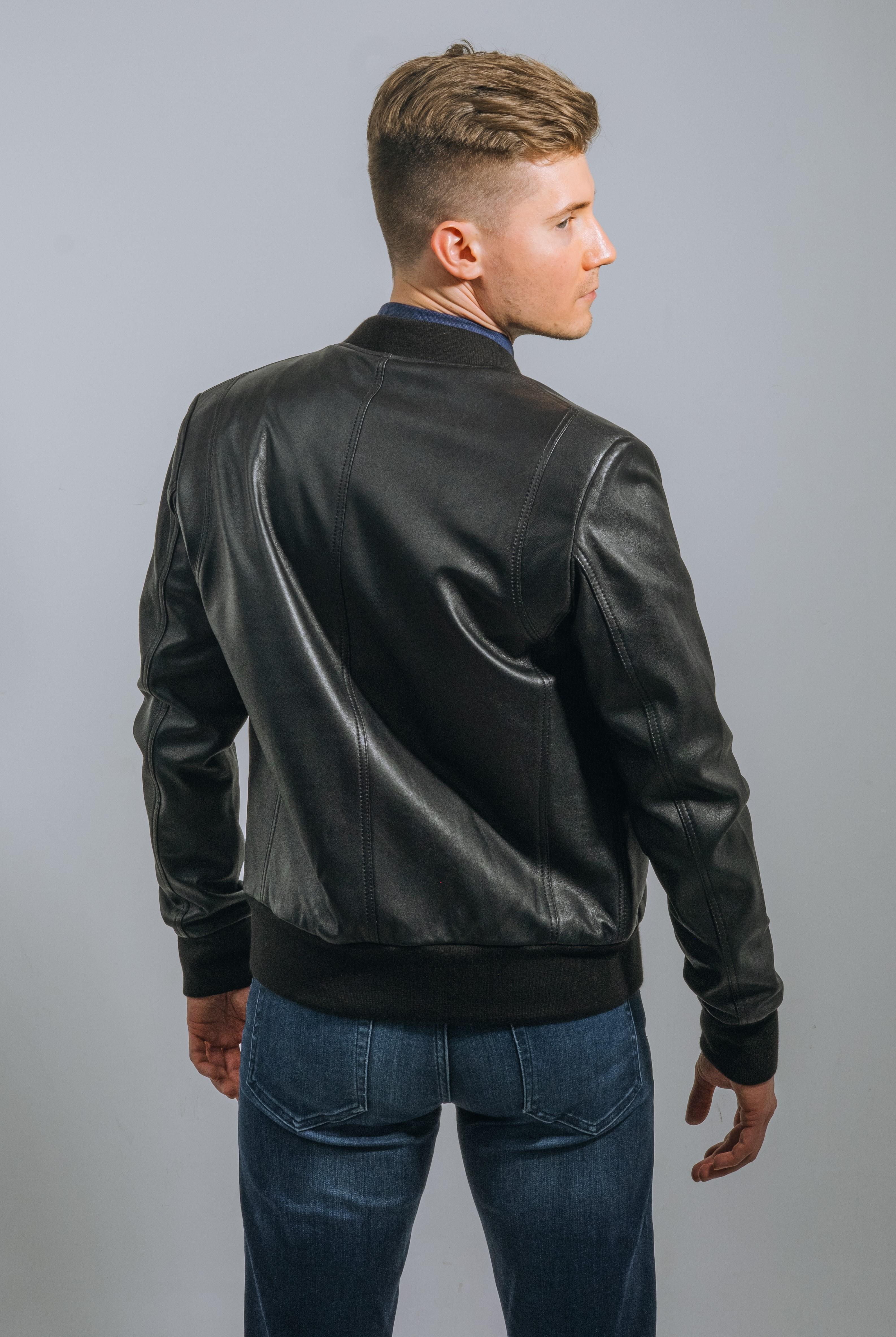 Classic College Model Genuine Leather Jacket for Men Handcrafted Black Soft Lambskin Outerwear Colin