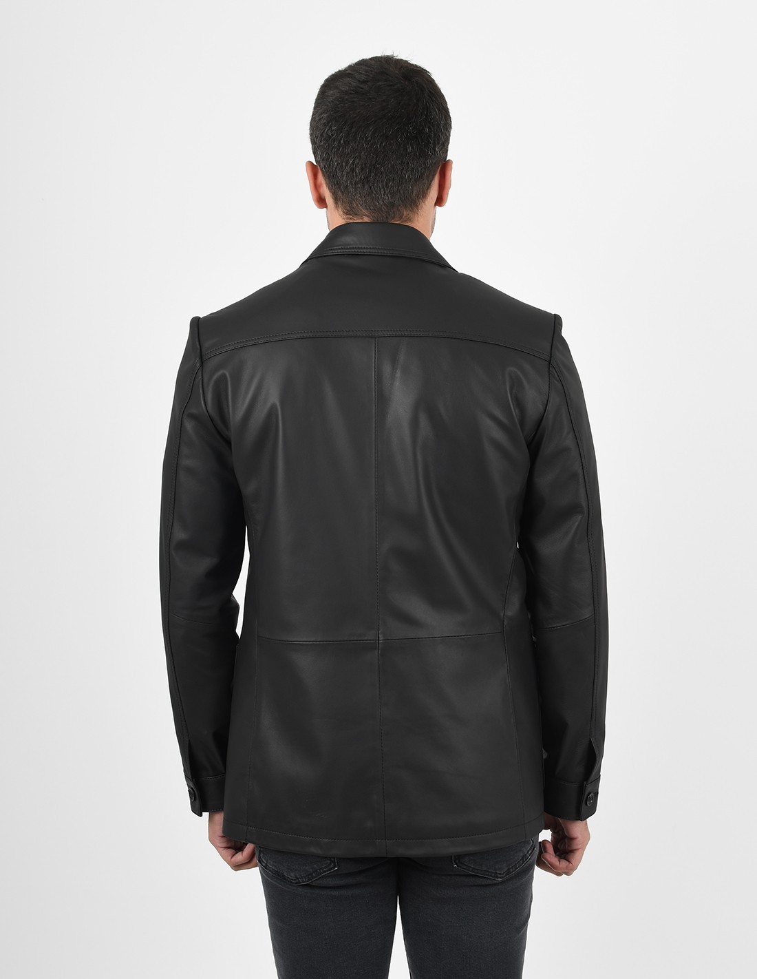 Black Blazer Leather Jacket for Man Martin