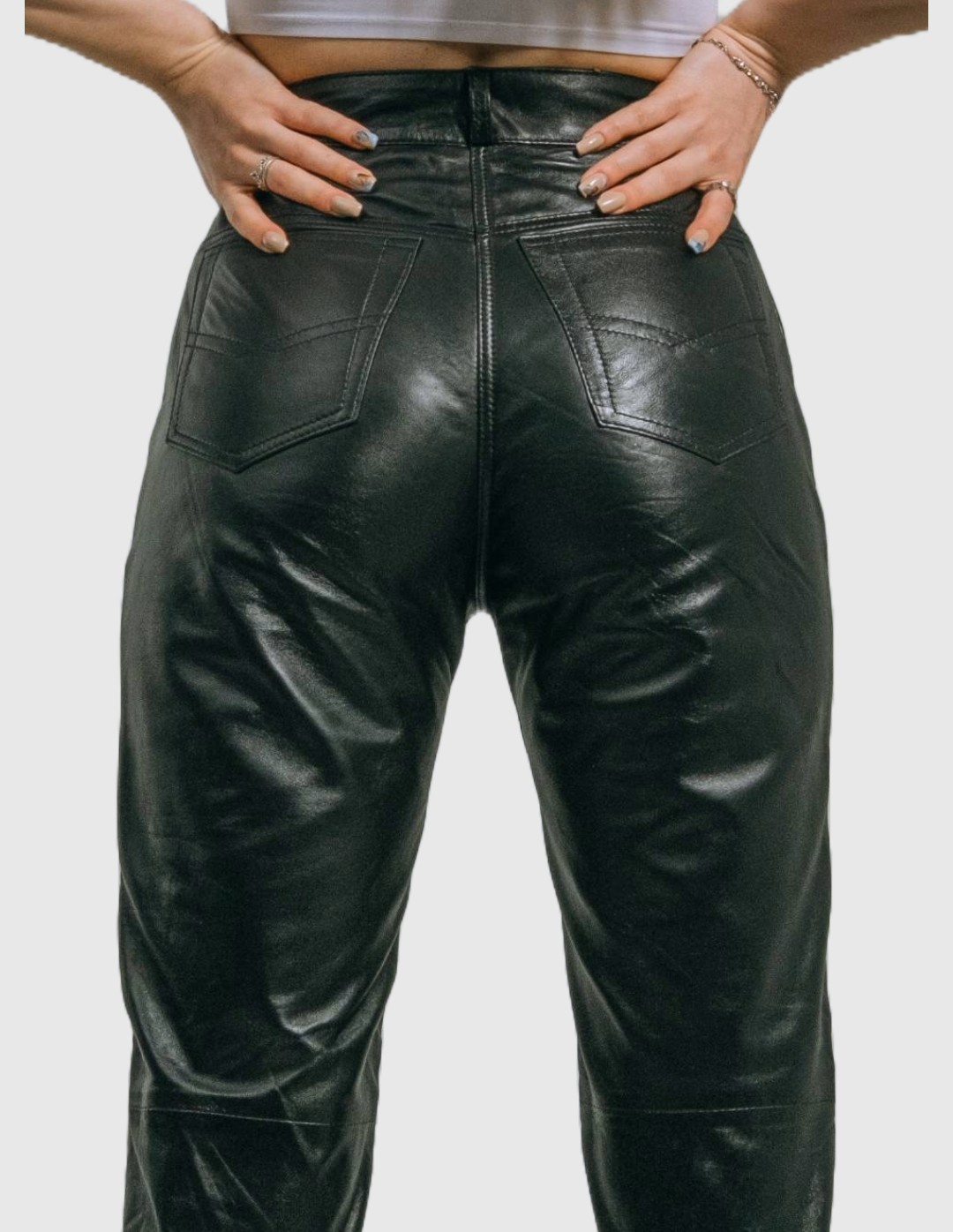 Jean Model 5 Pocket Black Genuine Leather Pants Aster