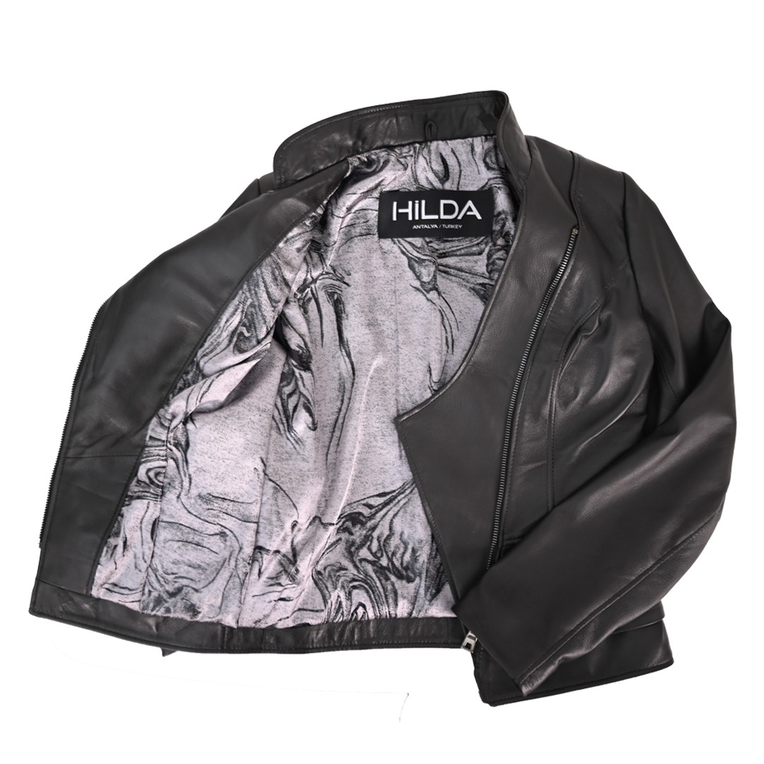 Perfect Fit Black Genuine Leather Jacket for Women Magnet Collar Detailed Best Quality Love