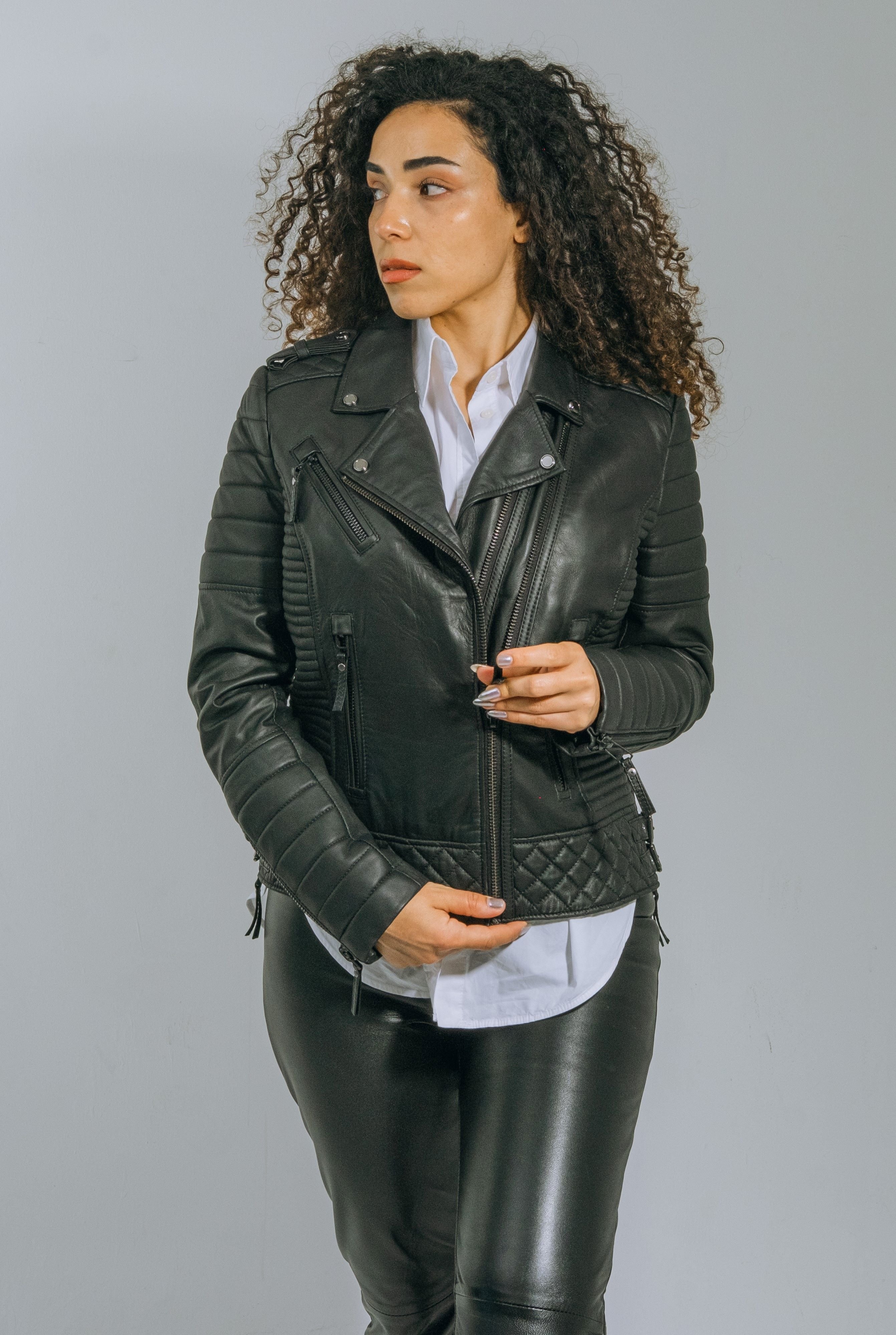 Biker Style Black Genuine Leather Jacket for Women Perfect Gift for Her Get Ready to Ride in Style with Venice