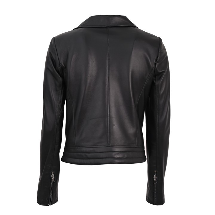 Premium Quality Black Classic Sport Leather Jacket for Women Handmade Gift for Her Stylish Lotus