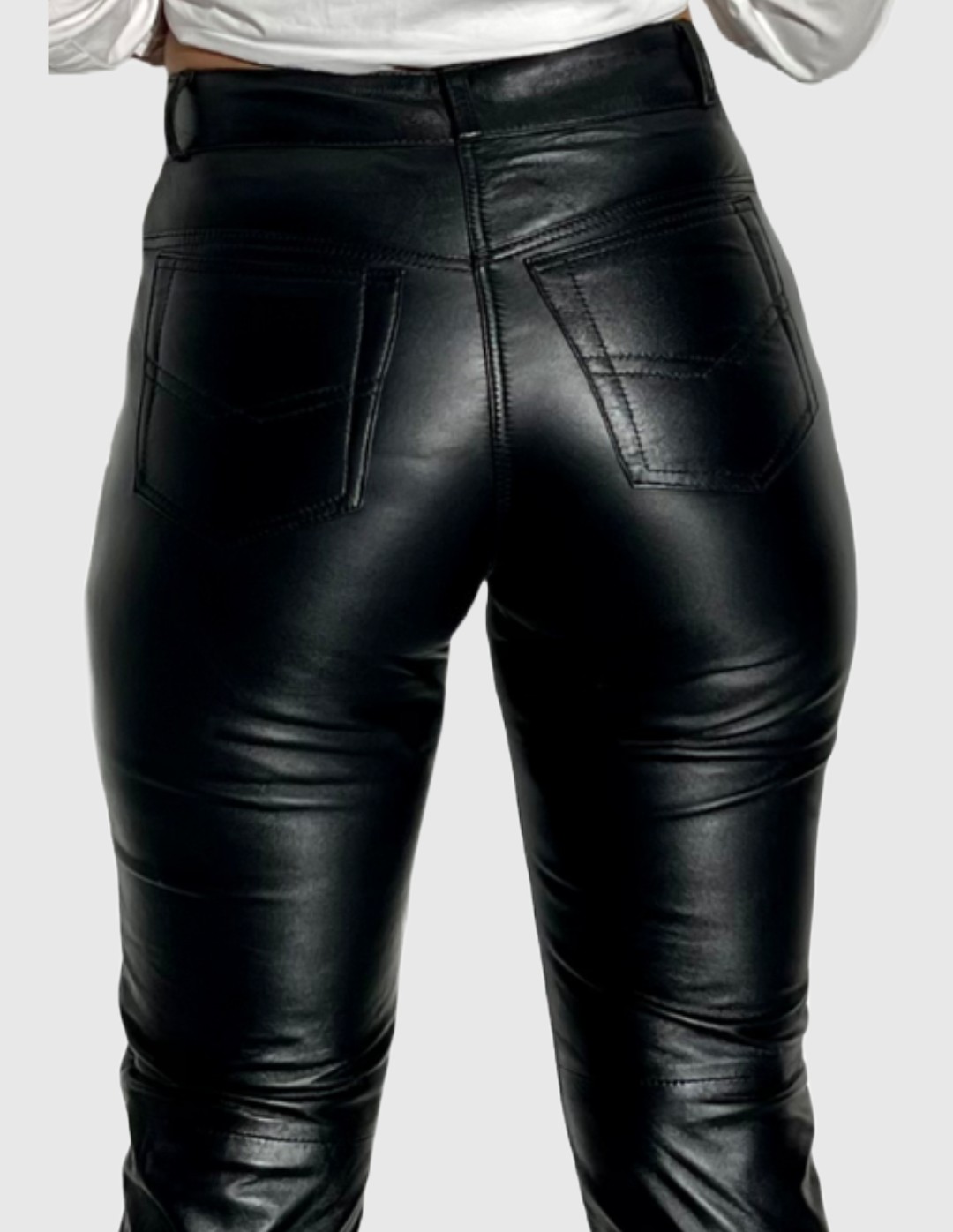 Jean Model 5 Pocket Black Genuine Leather Pants Aster