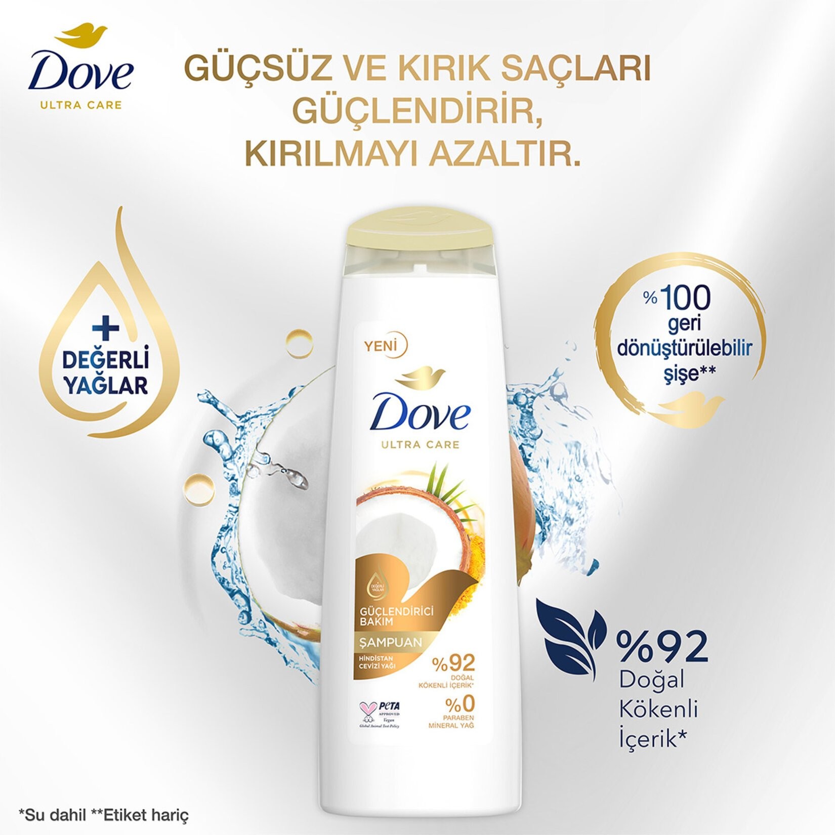 Dove Ultra Care Saç Bakım Şampuanı Güçlendirici Bakım Hindistan Cevizi Yağı 400 ml