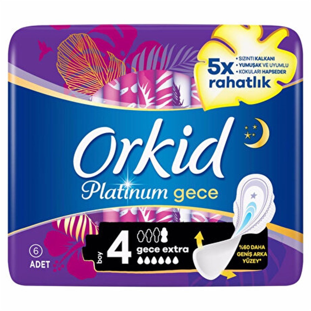 Orkid Platinum Hijyenik Ped Gece Extra 6lı