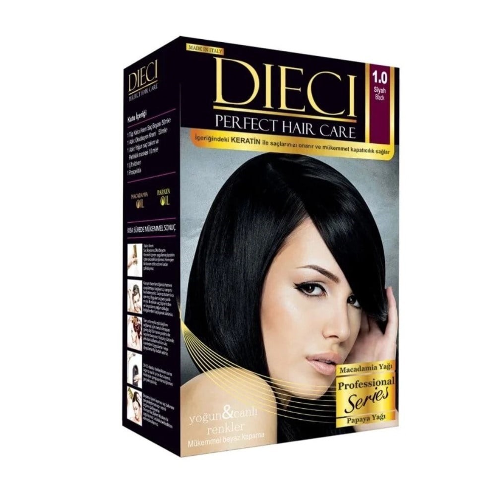 Dieci10 Kit Saç Boyası 1.0 Siyah 50 ml