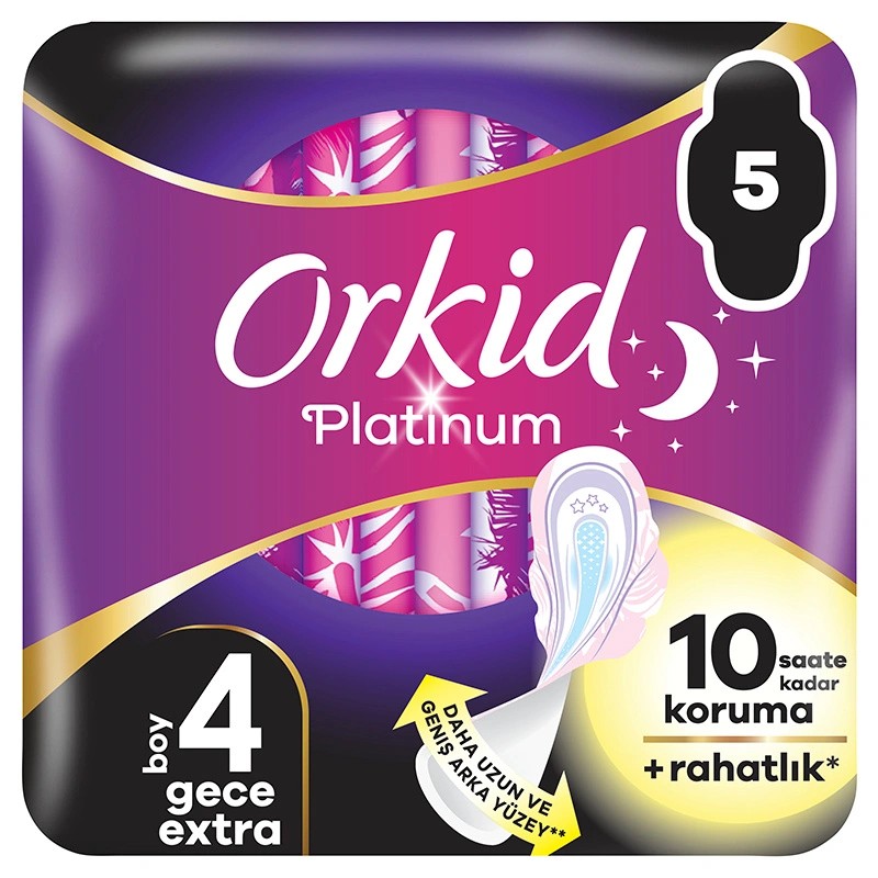 Orkid Platinum Gece Ekstra (Boy 4) Hijyenik Ped 5 Adet