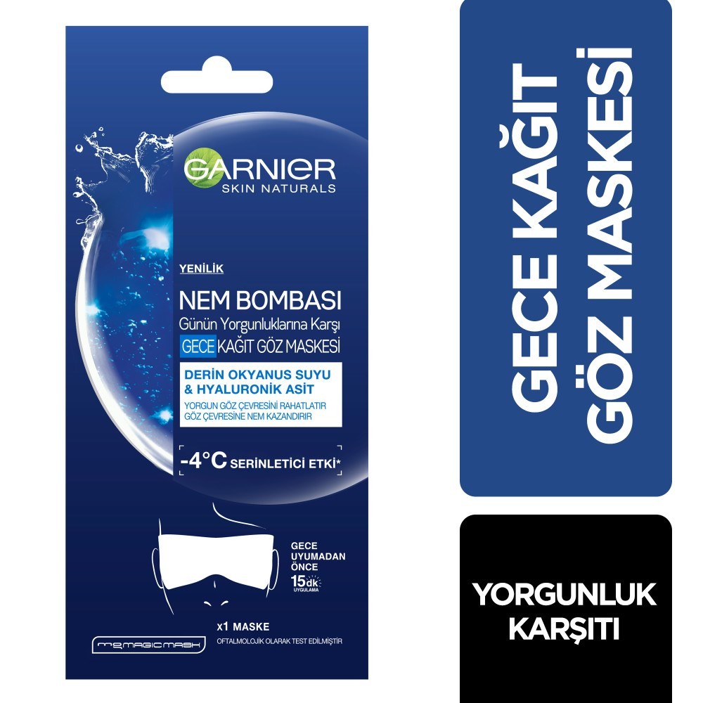 Garnier Gece Kağıt Göz Maskesi - Nem Bombası Günün Yorgunluklarına Karşı 6 gr