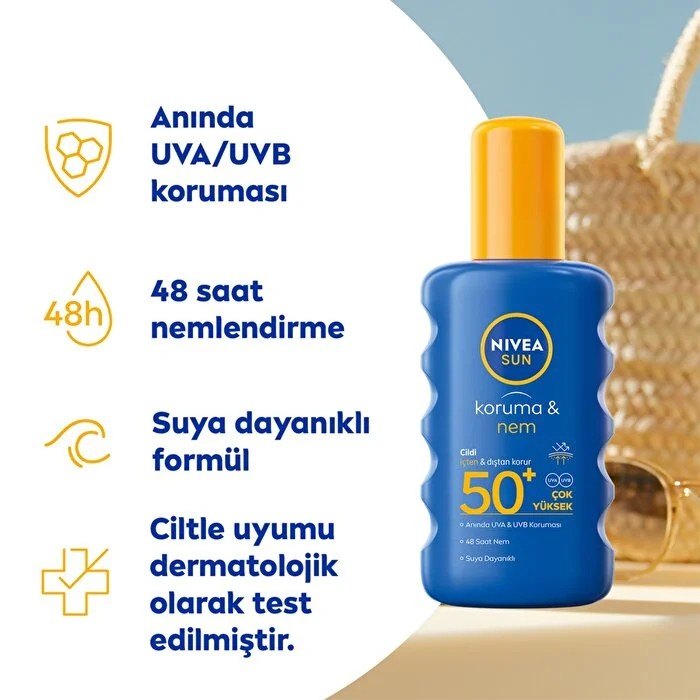 Nivea Sun SPF50 Yüksek Güneş Koruyucu ve Nemlendirici Vücut Spreyi 200 ml