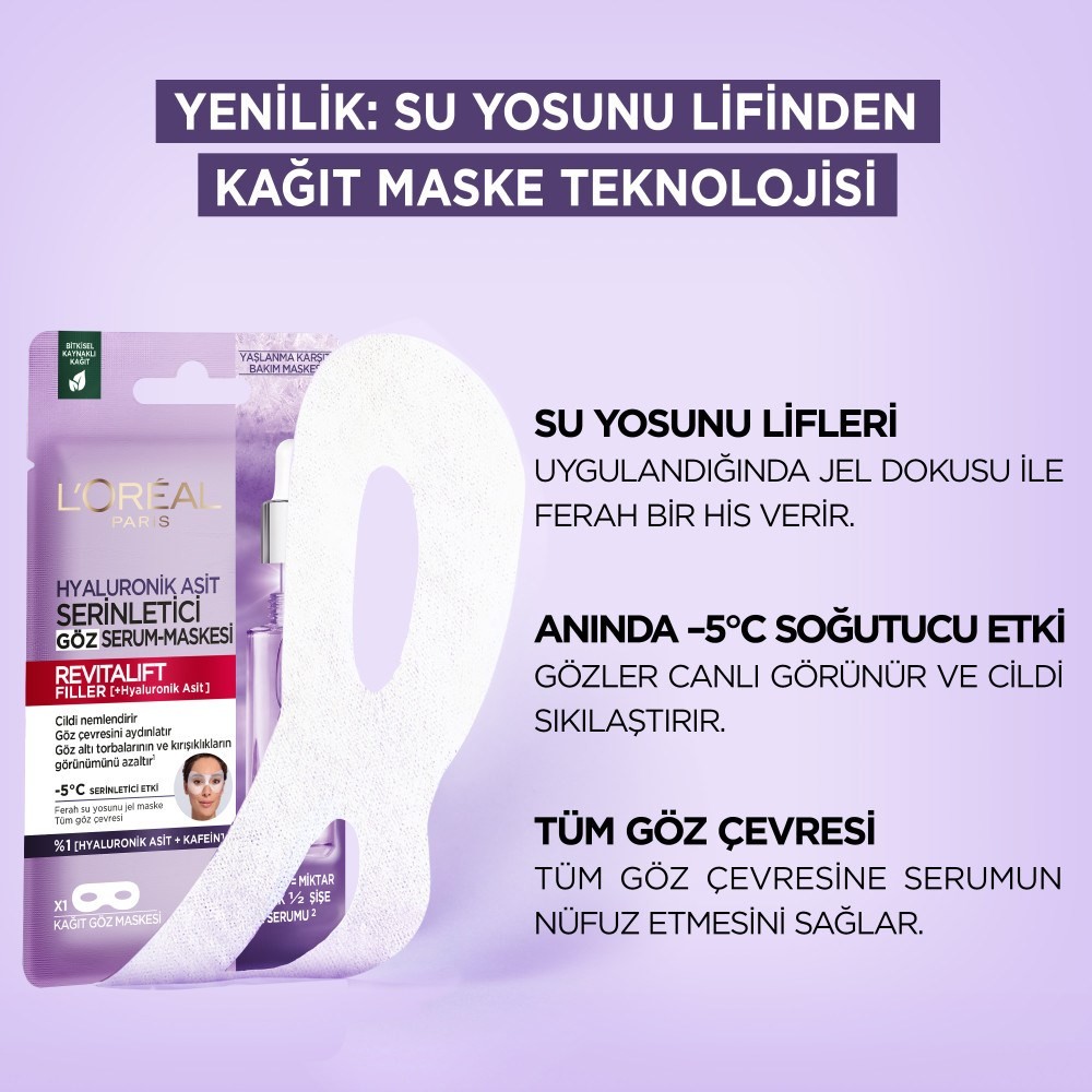 Loreal Paris Revitalift Filler Serinletici Kağıt Göz Serum Maskesi