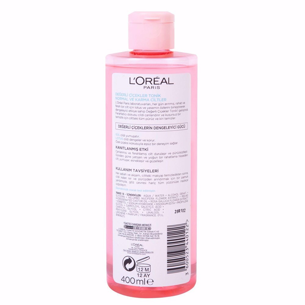 Loreal Paris Değerli Çiçekler Normal ve Karma Cilt Temizleyici Tonik 400 ml