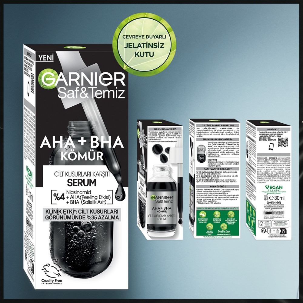 Garnier Serum AHA+BHA Kömür Cilt Kusurları Karşıtı 30 ml