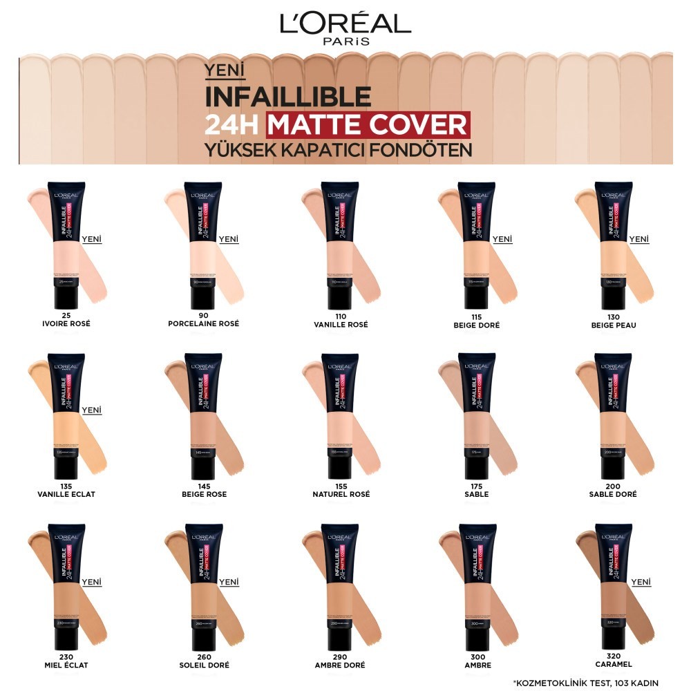 Loreal Paris Infaillible 24H Matte Cover Yüksek Kapatıcı Fondöten 110 Rose Vanilla