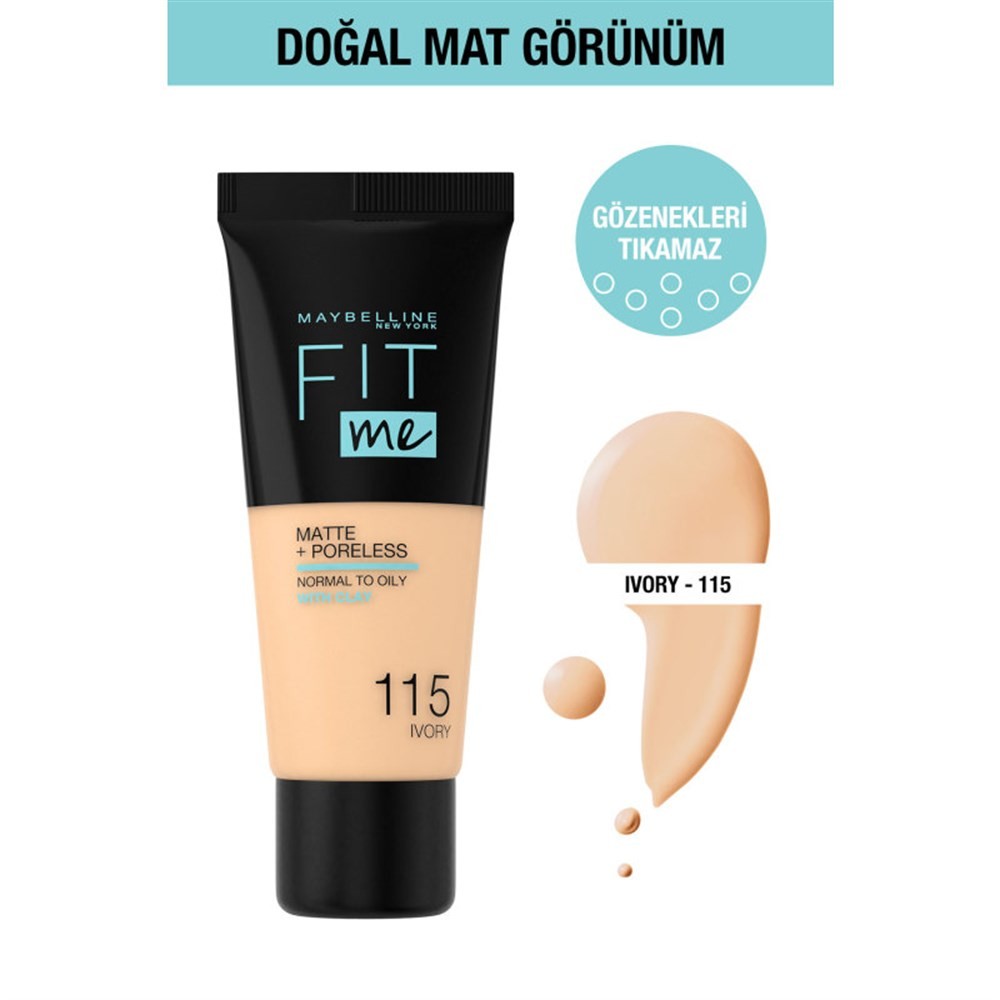 Maybelline New York Mat Fondöten Fit Me Matte Poreless Foundation 115