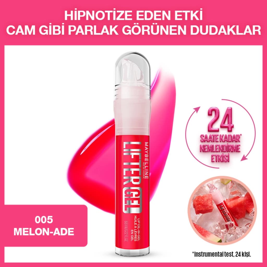 Maybelline New York Lifter Gel Ekstra Parlak ve Nemlendirici Dudak Parlatıcısı 005 Melon Ade