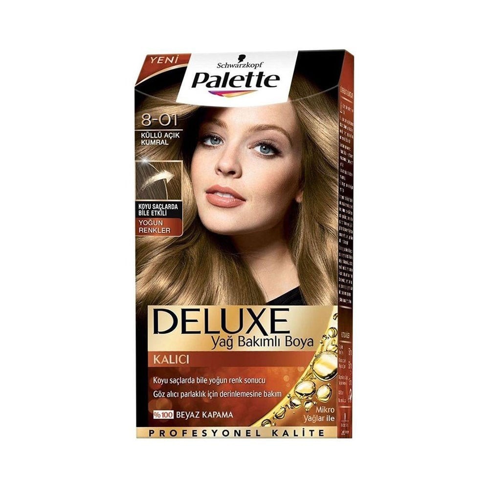 Palette Deluxe Kit Saç Boyası 8/01 Küllü Açık Kumral