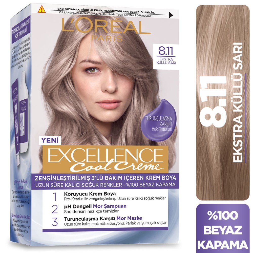 Loreal Paris Excellence Cool Creme Saç Boyası 8.11 Ekstra Küllü Sarı