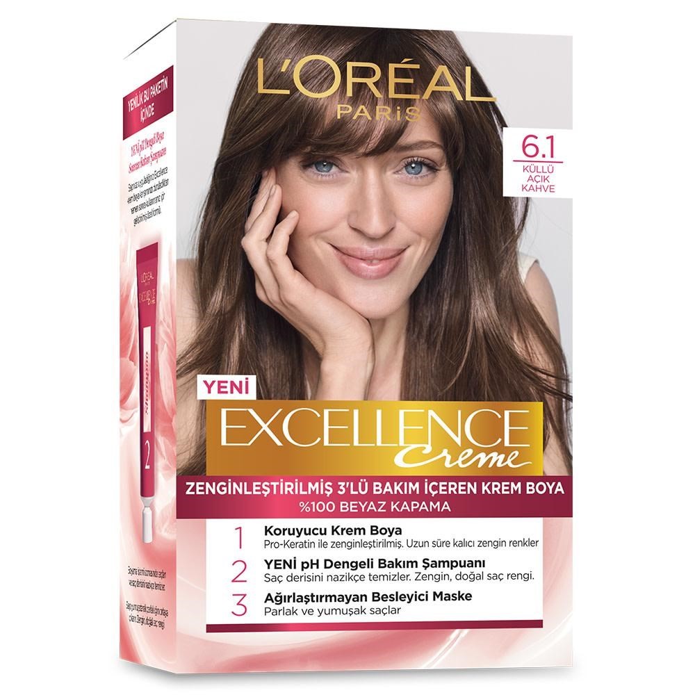 Loreal Paris Excellence Krem Saç Boyası 6.1 Küllü Açık Kahve