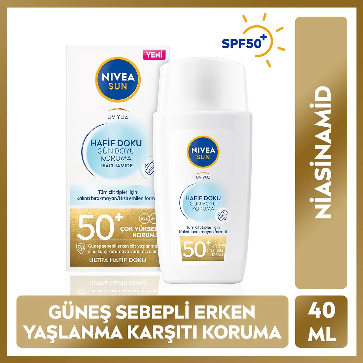 Nivea Sun Hafif Dokulu Güneş Koruyucu Yüz Kremi 50SPF 40 ml