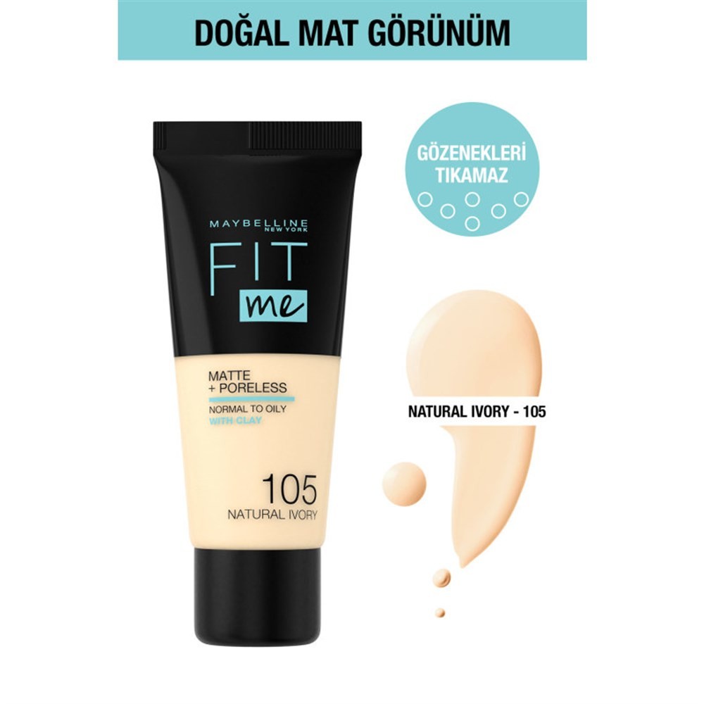 Maybelline New York Mat Fondöten Fit Me Matte Poreless Foundation 105