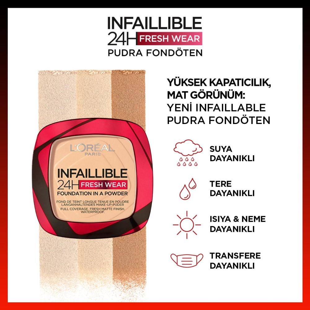 Loreal Infaillible Pudra Fondöten 24H Fresh Wear Compact Powder 180 Rose Sand