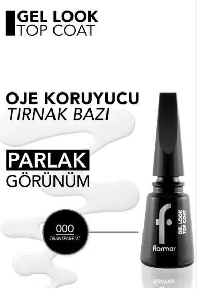 Flormar Gel Look Parlak Jel Görünüm Veren Oje Koruyucu Tırnak Cilası 000 Transparent