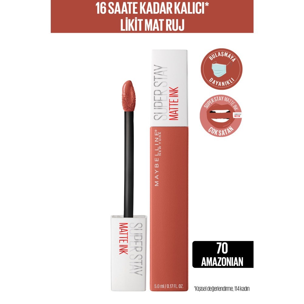 Maybelline New York Likit Mat Ruj SuperStay Matte Ink Liquid Lipstick 70 Amazonian