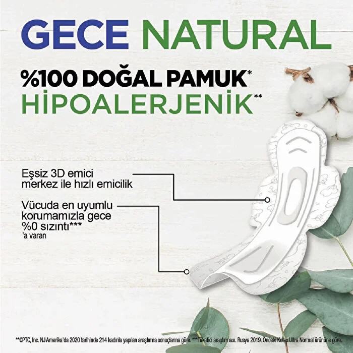 Kotex Natural Ultra Quadro Gece Hijyenik Ped 14 Adet