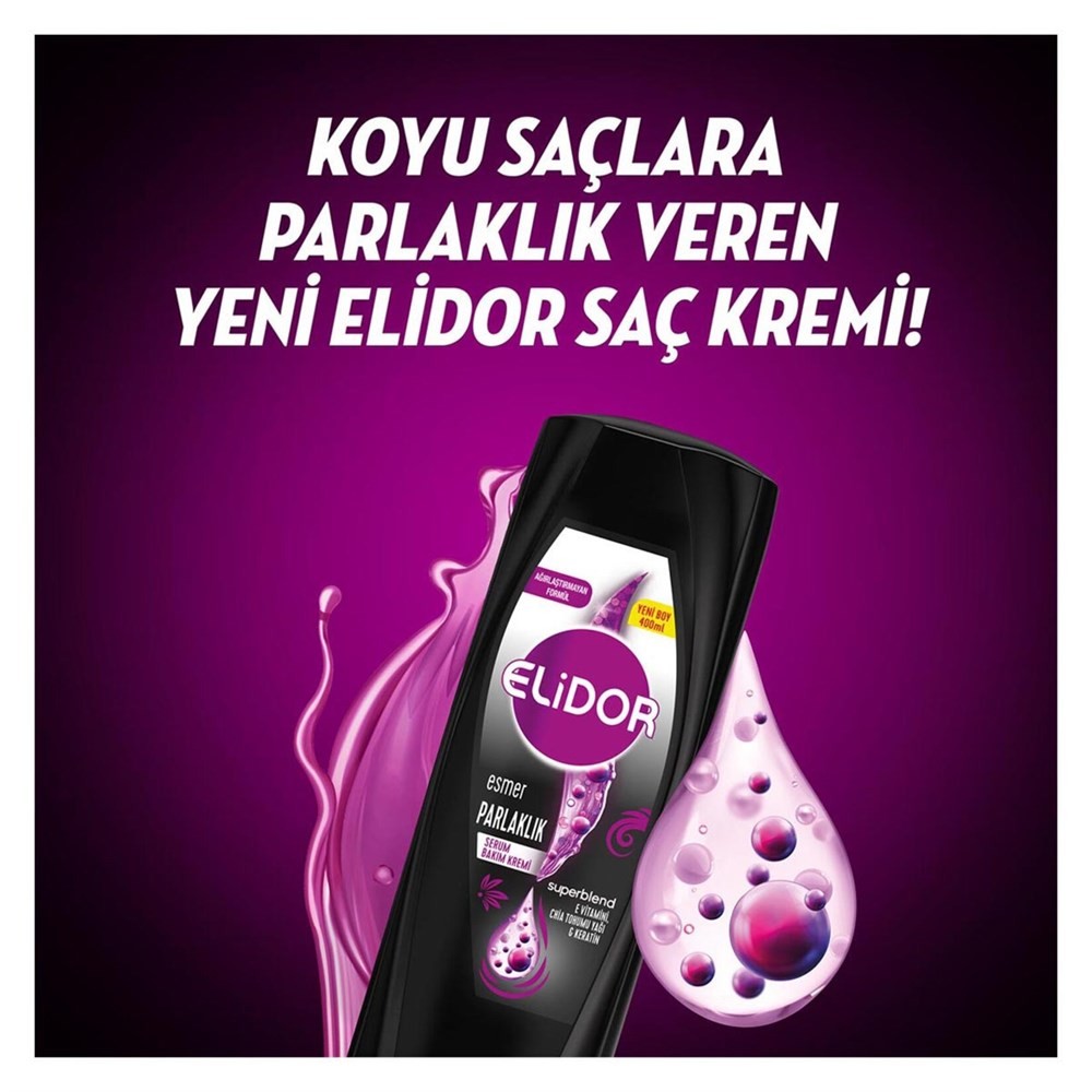 Elidor Superblend Serum Bakım Kremi Esmer Parlaklık E Vitamini Chia Tohumu Yağı Keratin 400 ml