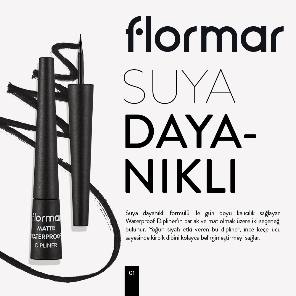 Flormar Mat Siyah Dipliner - Waterproof