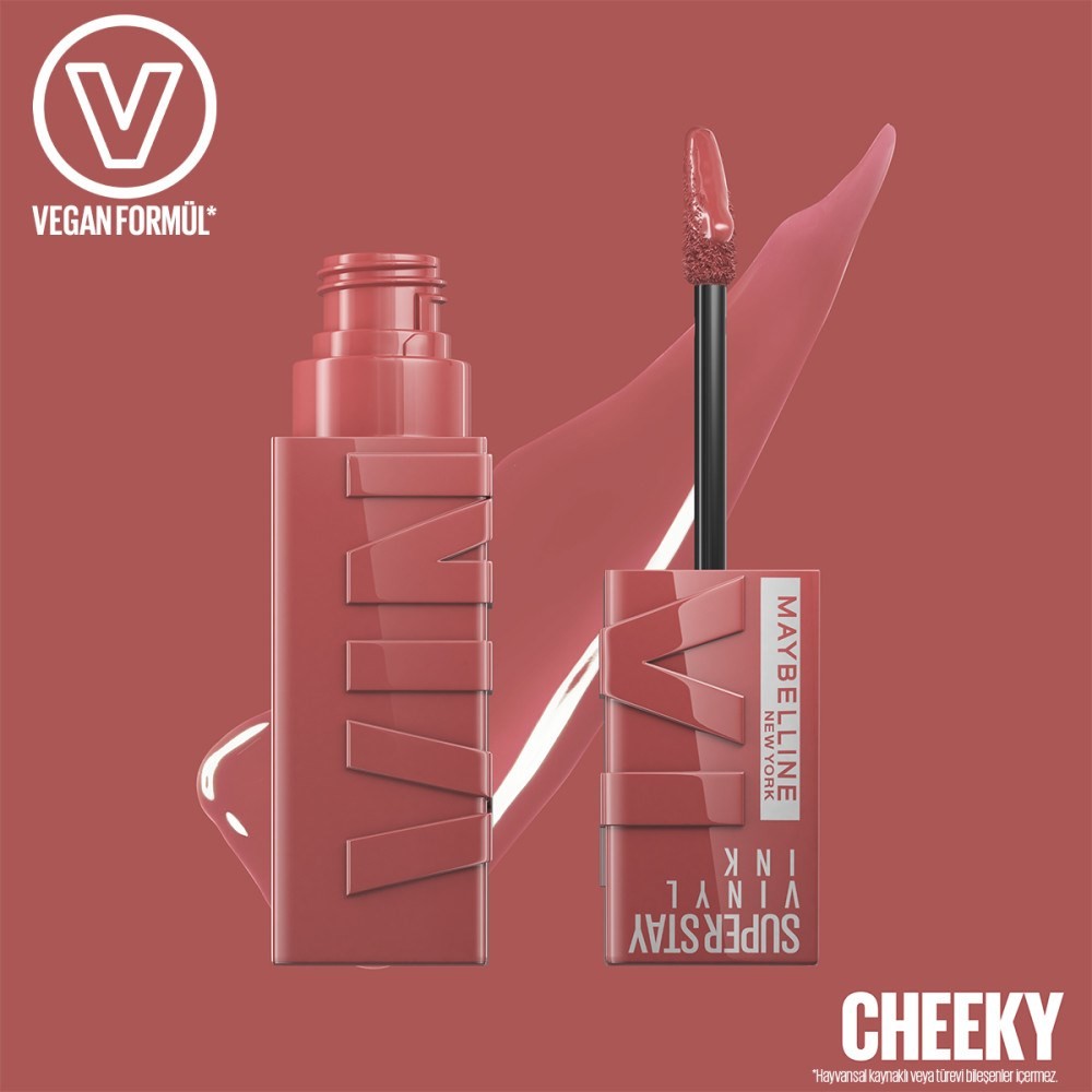 Maybelline New York Super Stay Vinyl Ink Uzun Süre Kalıcı Likit Parlak Ruj 35 Cheeky