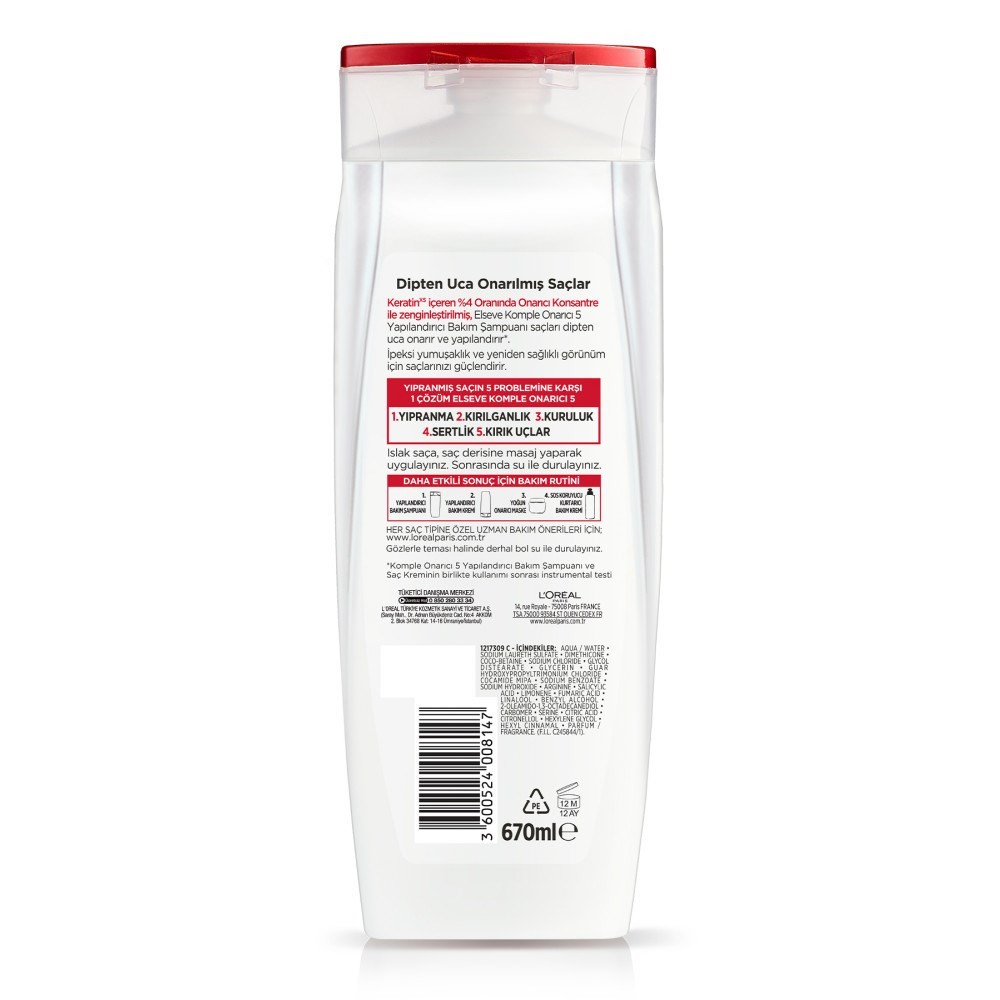 Loreal Paris Elseve Komple Onarıcı 5 Yapılandırıcı Bakım Şampuanı 670 ml