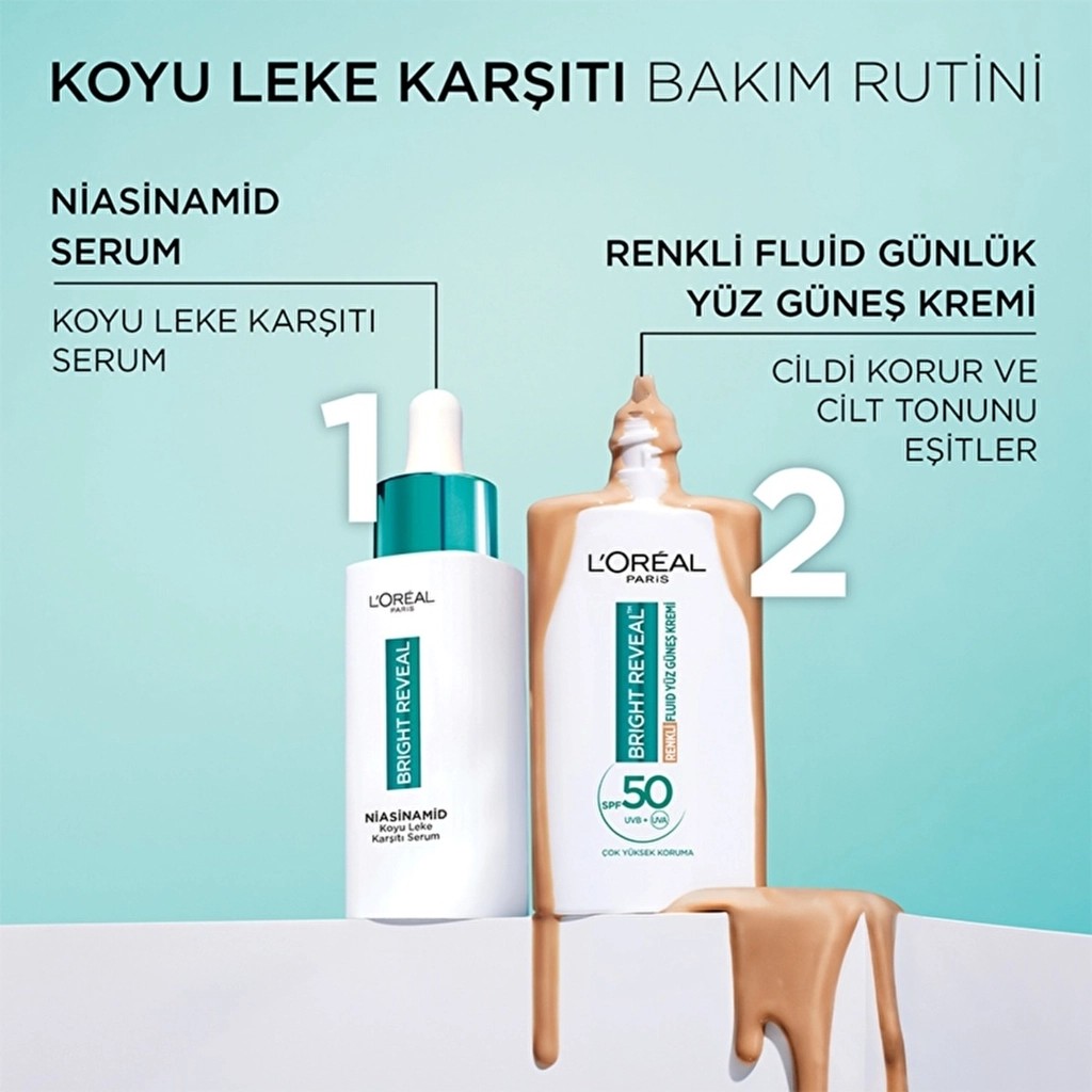 Loreal Paris Bright Reveal SPF 50+ Koyu Leke Karşıtı Fluid Günlük Yüz Güneş Kremi 50 ml