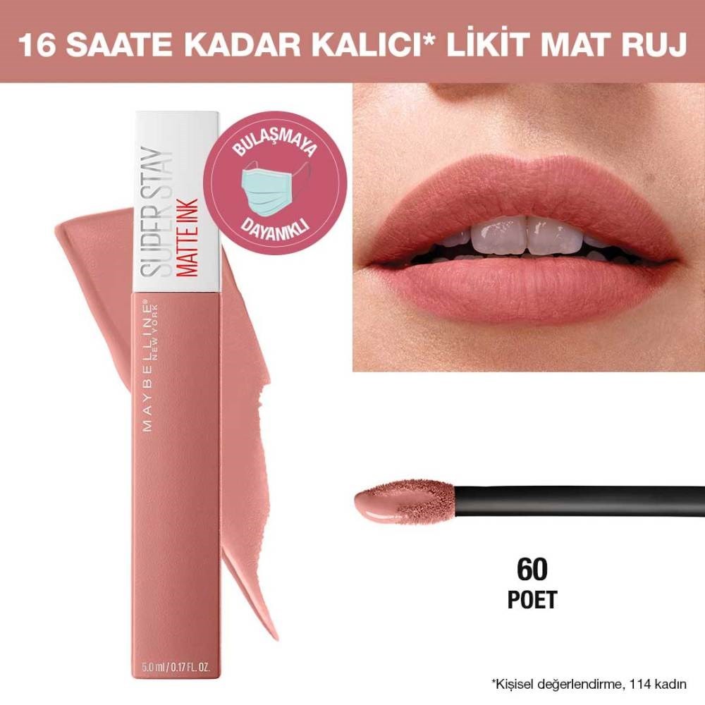 Maybelline New York Likit Mat Ruj SuperStay Matte Ink Liquid Lipstick 60 Poet