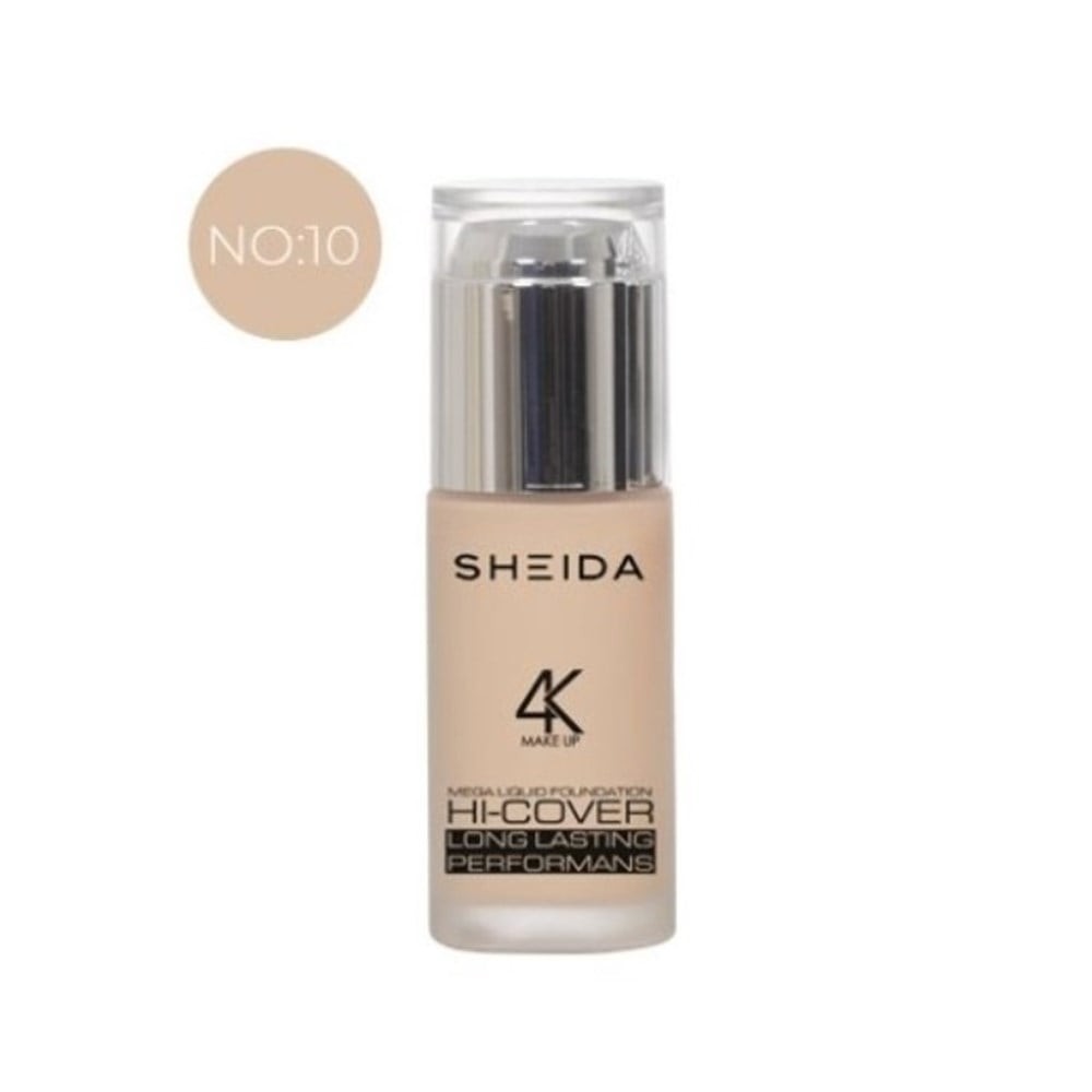 Sheida 4K Sıvı Fondöten Mega Liquid HI Cover Long Lasting Foundation No:10