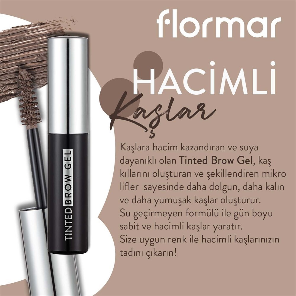 Flormar Kaş Jeli &amp; Maskarası Eyebrow Tinted Gel 001 Beige