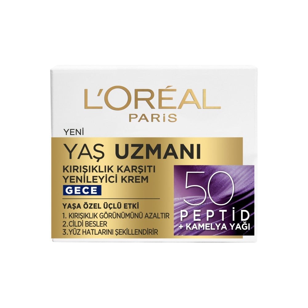 Loreal Paris Yaş Uzmanı 50+ Kırışıklık Karşıtı Yenileyici Gece Kremi 50 ml