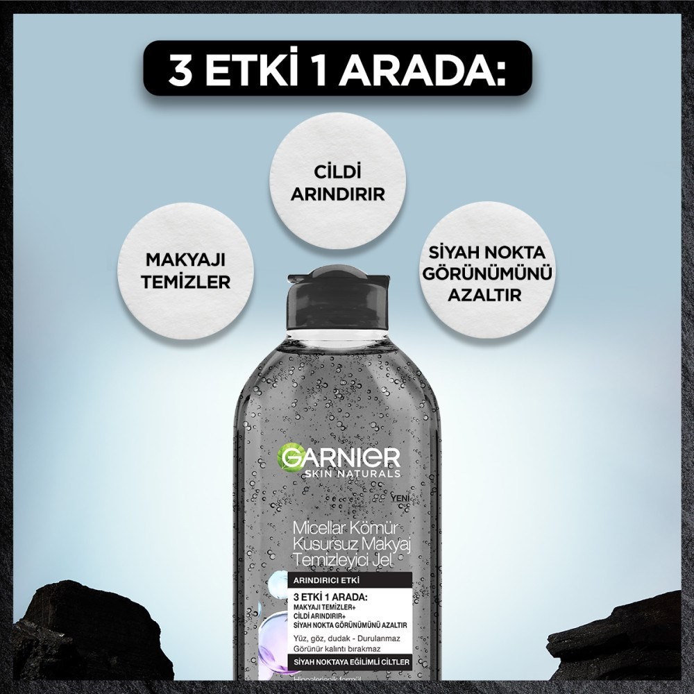 Garnier Micellar Kömür Kusursuz Makyaj Temizleyici Jel 400 ML