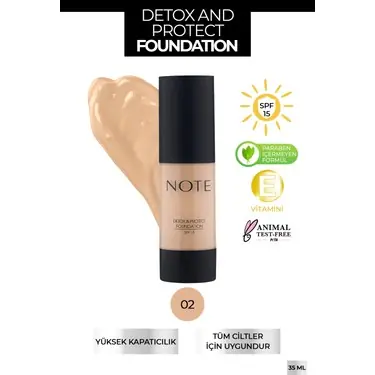 Note Detox & Protect Foundation Fondöten 02 Natural Beige