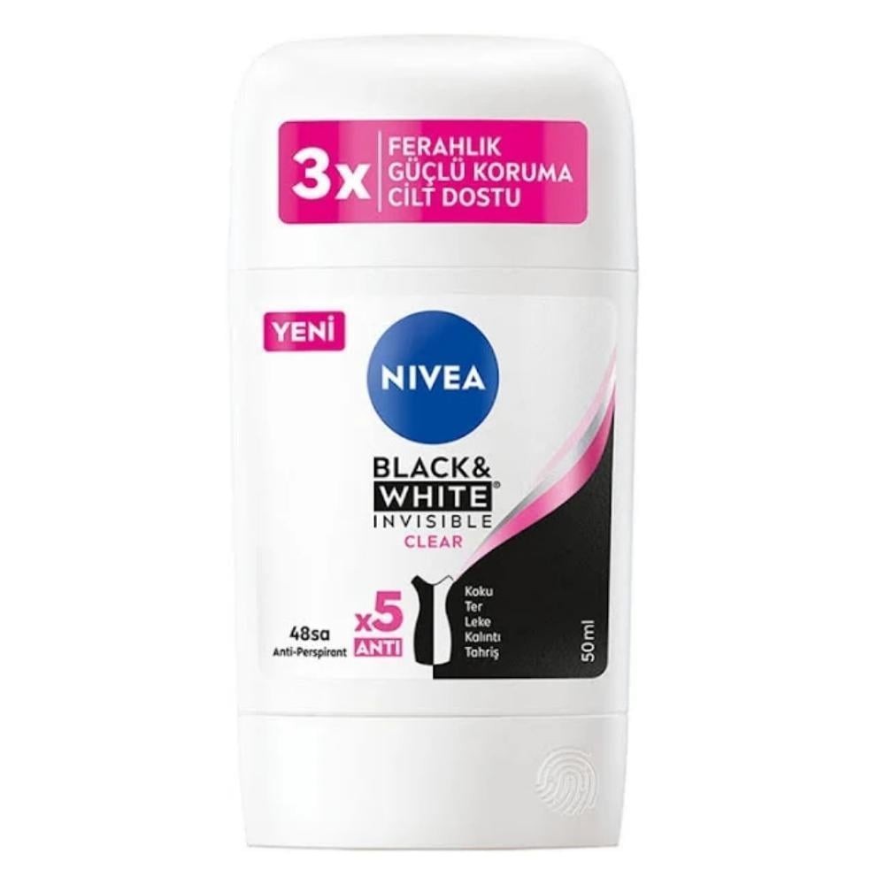 Nivea Women Invisible Clear B&amp;W Kadın Roll- On Stick Deodorant 50 ml