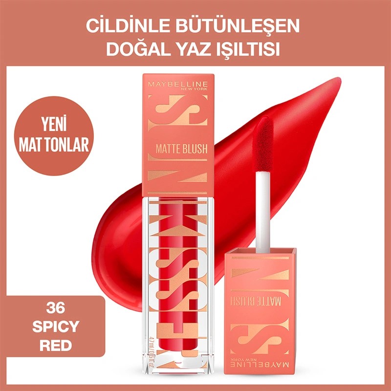 Maybelline New York Sunkisser Hazy Matte Likit Allık 36 Spicy Red