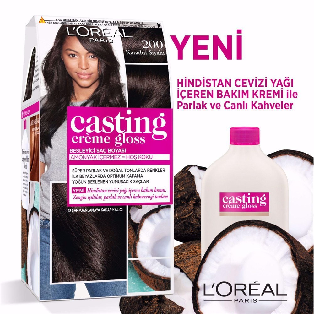 Loreal Paris Saç Boyası - Casting Creme Gloss 200 Karadut Siyahı