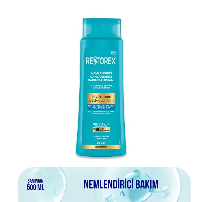 Restorex Şampuan Hyaluronic & Glycolic Acid Nemlendirici Bakım 500 ml