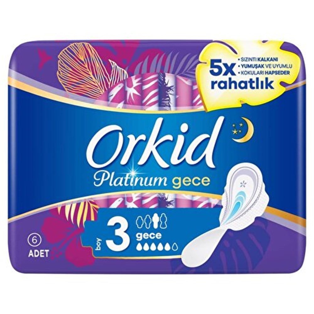 Orkid Platinum Hijyenik Ped Gece Tekli Paket 6lı