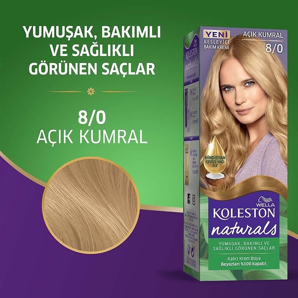 Koleston Naturals Set Kalıcı Krem Saç Boyası 8/0 Açık Kumral