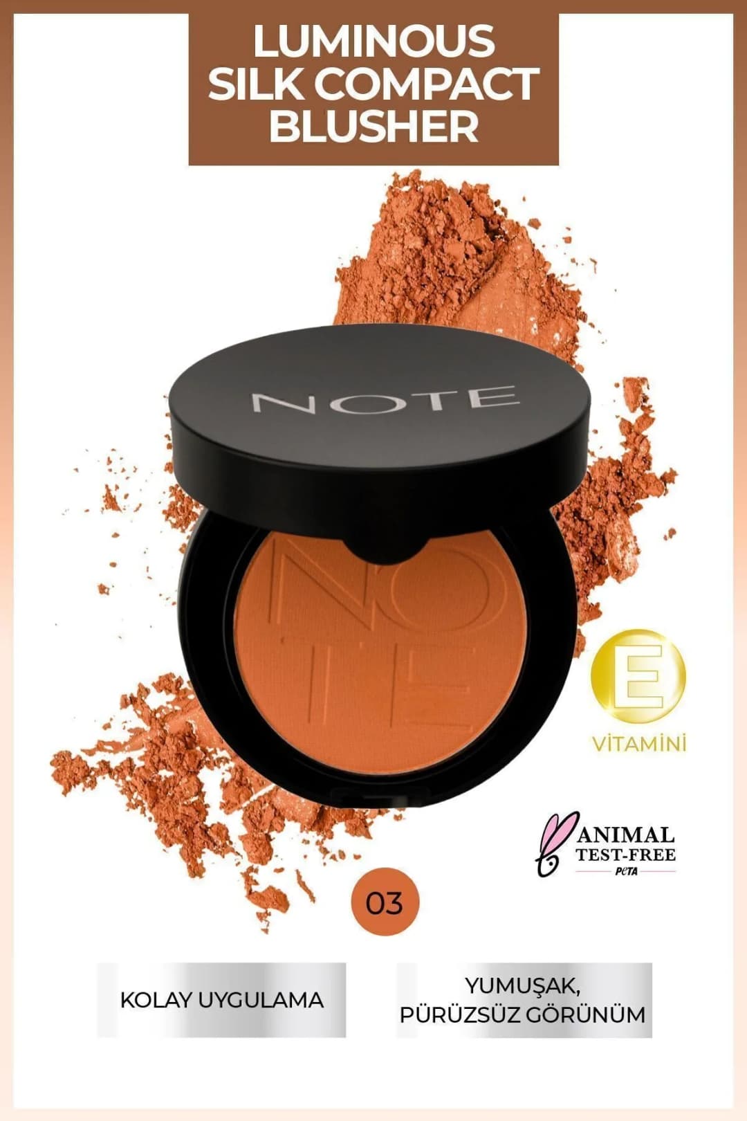 Note Luminous Silk Compact Blusher 03 Coral Toz Allık