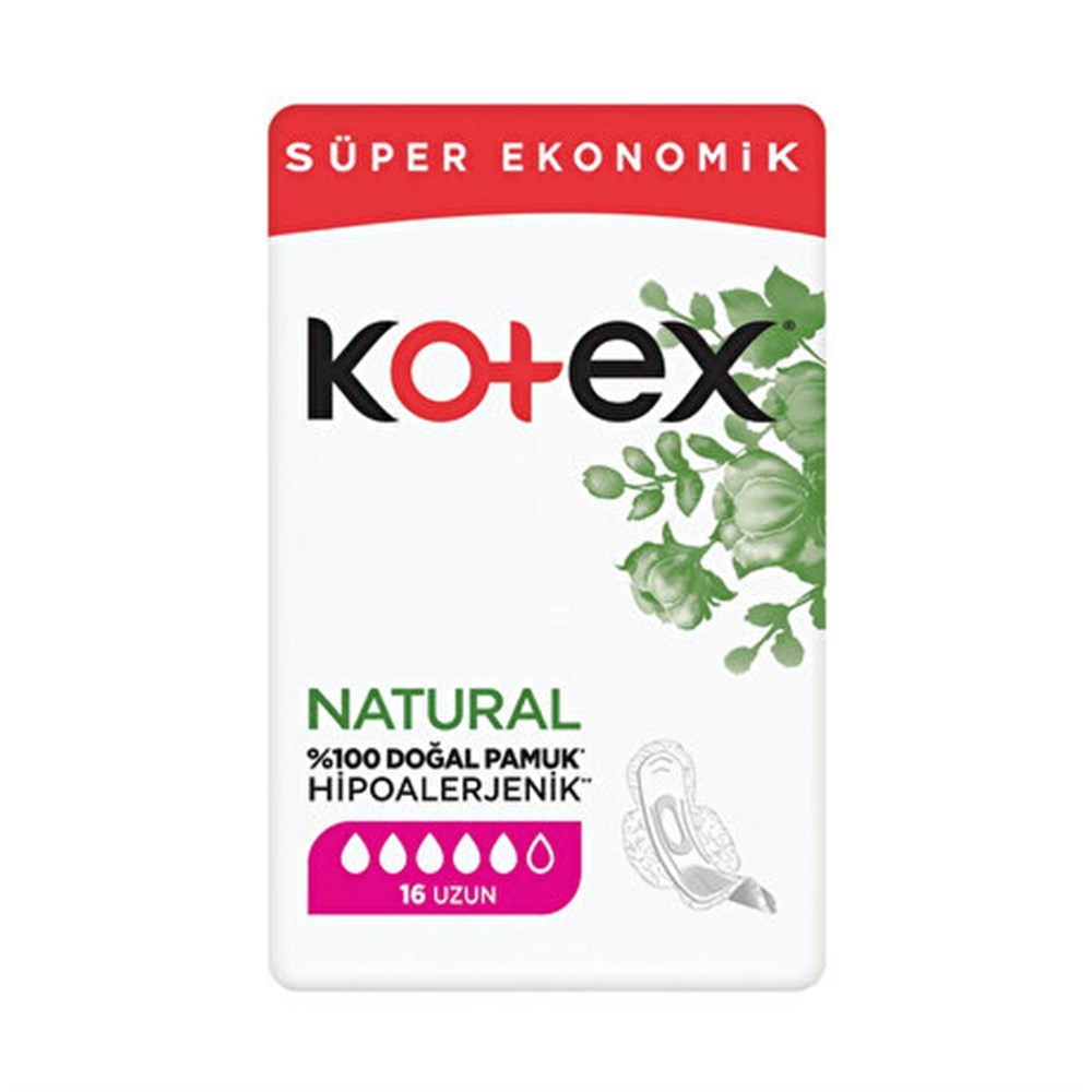 KotexHijyenik Ped Natural Ultra Süper Ekonomik Paket Uzun 16lı