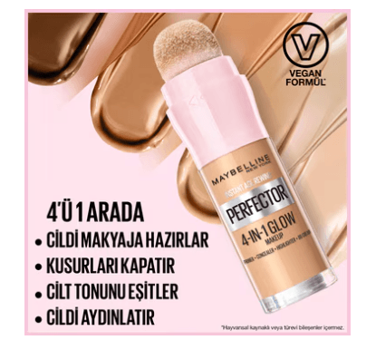 Maybellıne Perfector 4in1 Glow Fondoten 01 Lıght