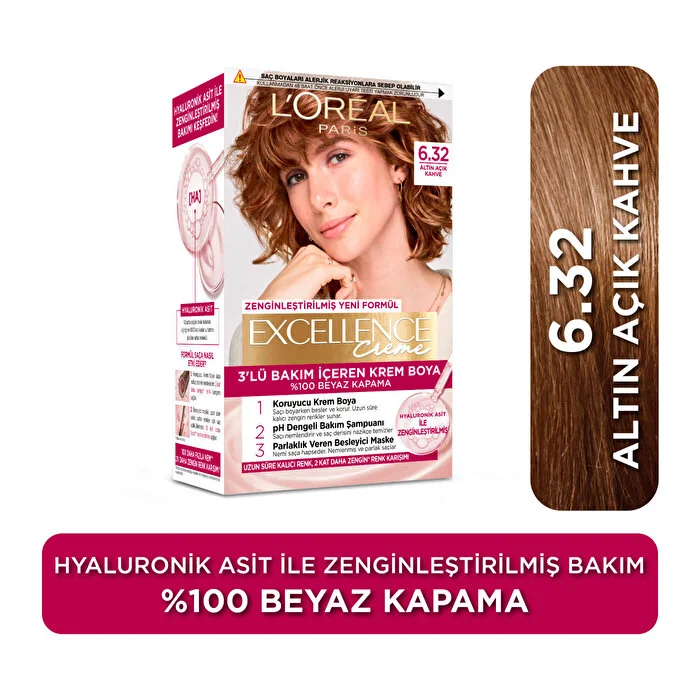 Loreal Excellence Creme Saç Boyası Altın Açık Kahve 6.32
