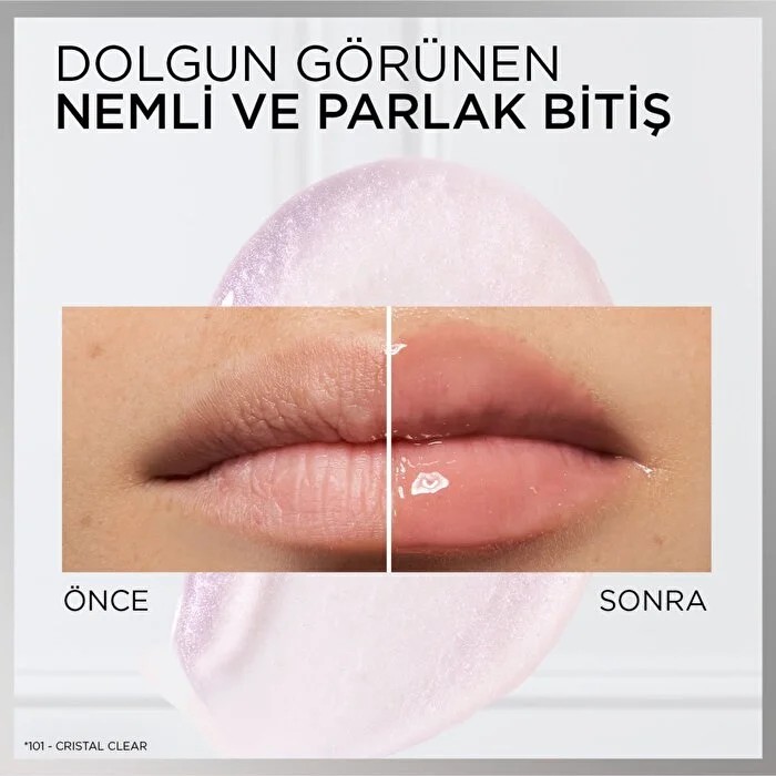 Loreal Paris Plump Ambition Hyaluron Lip Oil Besleyici ve Nemlendirici Dudak Parlatıcısı 101 Cristal Clear